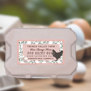Egg Carton Label Botanical Hen Eggs Rose Farmhouse
