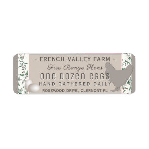 Egg Carton Label Botanical with Hen and Eggs