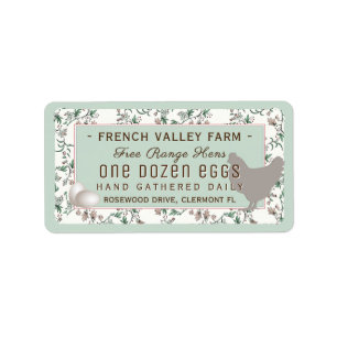 Egg Carton Label Botanical with Hen and Eggs 