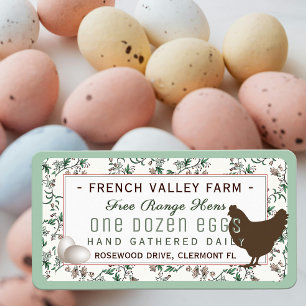Egg Carton Label Botanical with Hen and Eggs