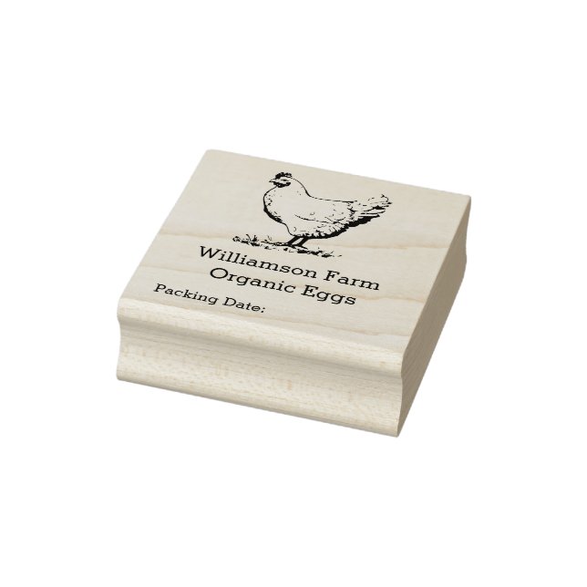 Egg Carton Label Chicken Organic Eggs Rubber Stamp (Stamp)