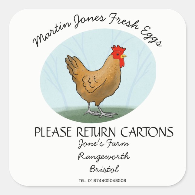 Egg Carton Label customize hens egg box free range (Front)
