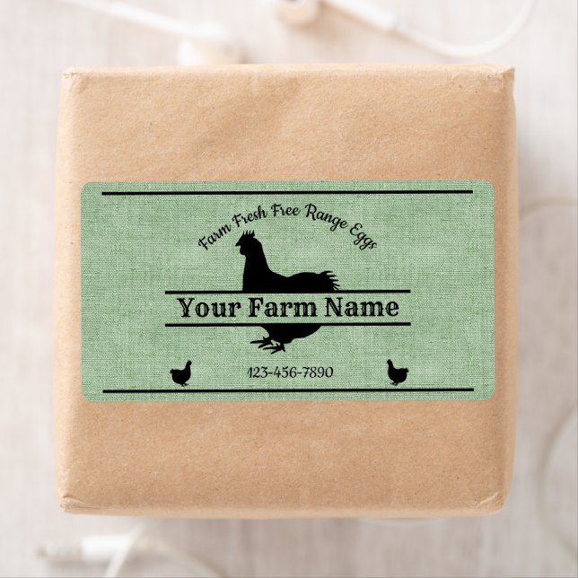 Egg Carton Label Green Burlap Chicken Farmhouse (Insitu)