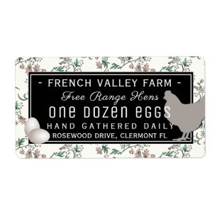 Egg Carton Label Hen and Eggs 3.75" L x 2" H