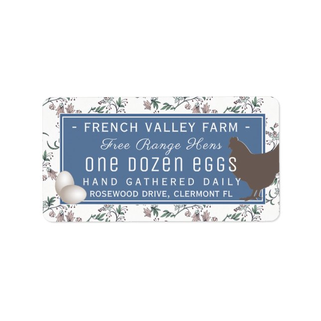 Egg Carton Label Hen and Eggs 3.75" L x 2" H (Front)