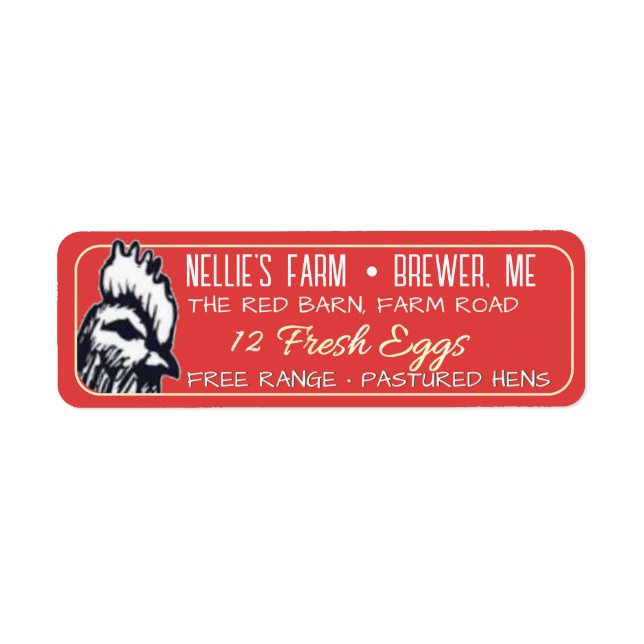 Egg Carton Return Address Label with hen (Front)