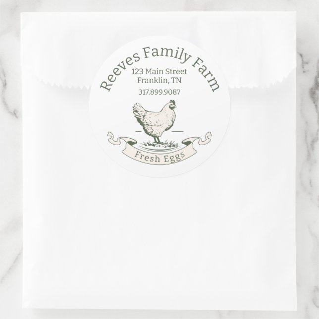 Egg Carton Round Label Sticker (Bag)