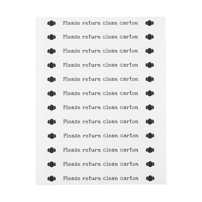 Egg Carton Seal Temper-proof Wraparound Label (Sheet)