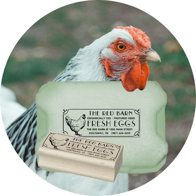Egg Carton Stamp with Ornate Border and Hen (Creator Uploaded)