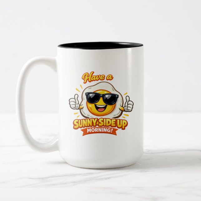 Egg - cellent Morning Greeting Two-Tone Coffee Mug (Left)