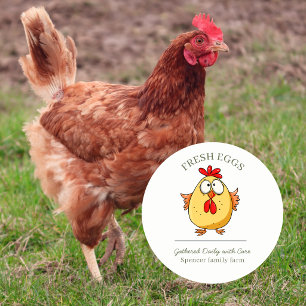 Egg chicken Cartoon customized egg box Classic Round Sticker