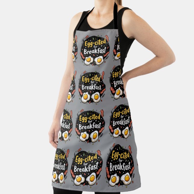 Egg-cited for Breakfast Funny Foodie Pun Design Apron (Insitu)