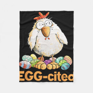 Egg-cited Funny Easter Chicken Design _1 Fleece Blanket