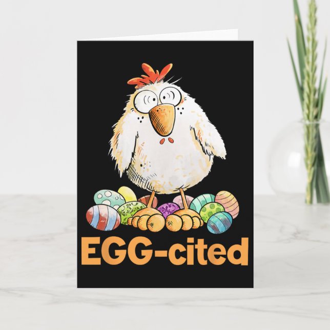 Egg-cited Funny Easter Chicken Design  Card (Front)