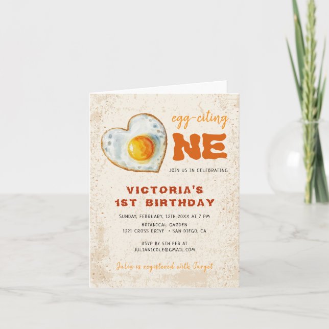 Egg-Citing Baby BBQ First Birthday Invitation (Front)
