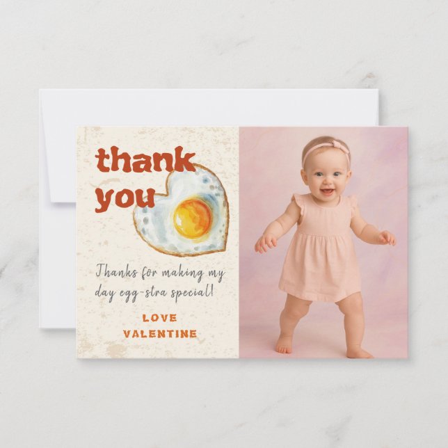 EGG-CITING BBQ BABY BIRTHDAY THANK YOU CARD (Front)