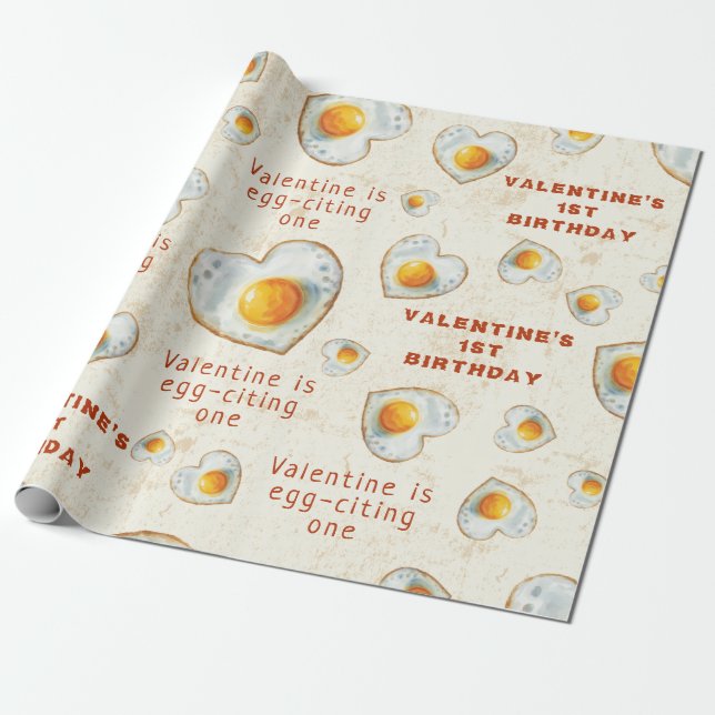EGG-CITING BBQ BABY BIRTHDAY WRAPPING PAPER (Unrolled)