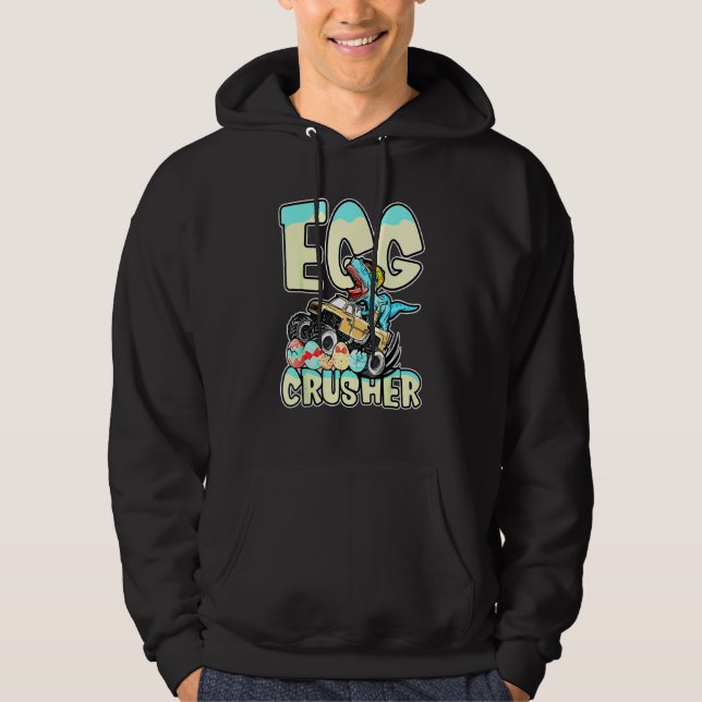 Egg Crusher Monster Truck T Rex Dinosaur Easter Eg Hoodie (Front)