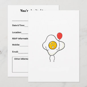 Egg design with balloon, personalize, customize invitation