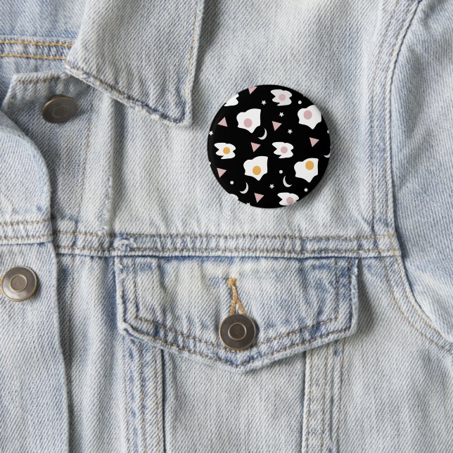 Egg Dinner Moon Confetti Pattern   2 Inch Round Button (In Situ)