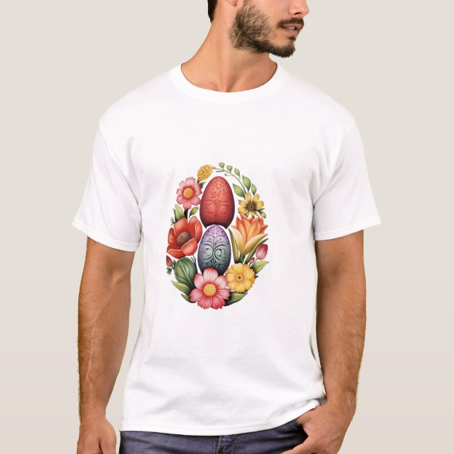 Egg Easter Day Egg Hunt Flow T-Shirt (Front)