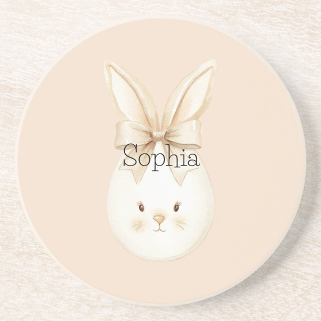 Egg Face Bunny Ears Bow Coaster (Front)