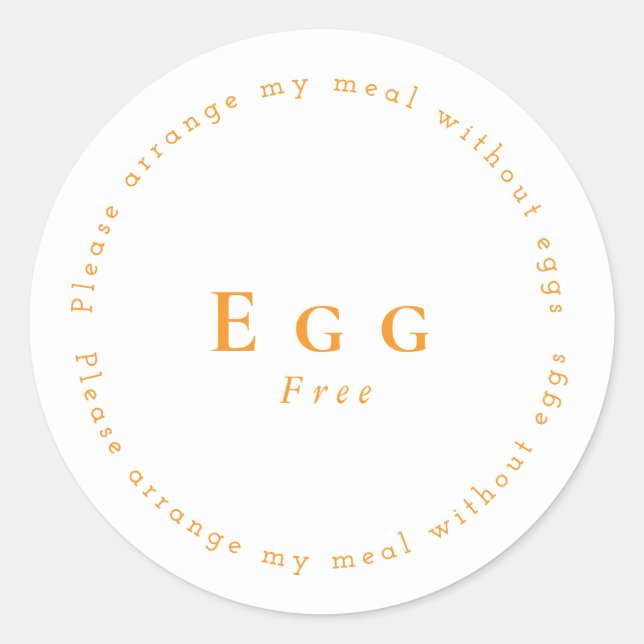Egg-Free Request Sticker, White - Orange Classic Round Sticker (Front)