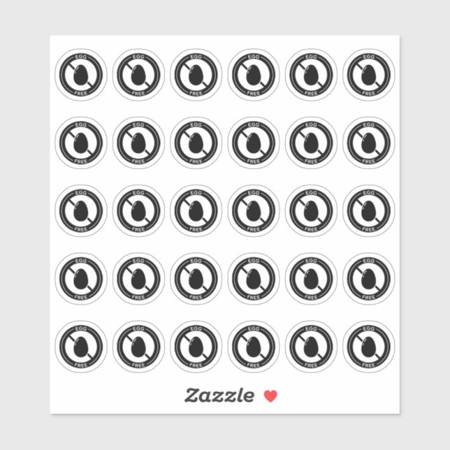 Egg Free Wedding Place Card Mini Food Allergy (Sheet)