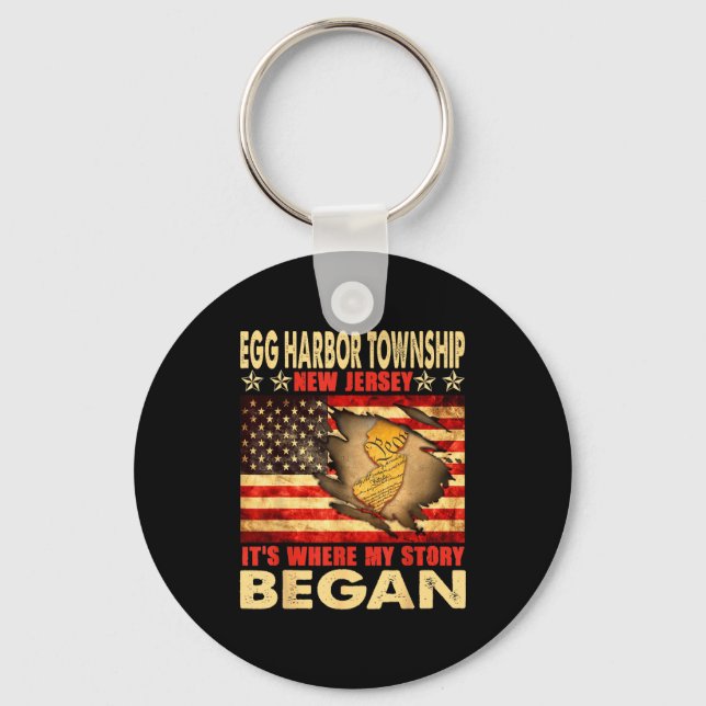 Egg Harbor Township New Jersey Usa Flag 4th Of Jul Keychain (Front)