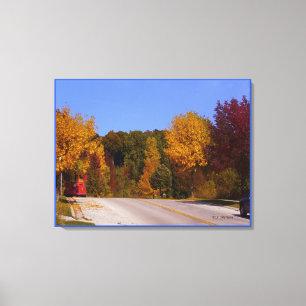 Egg Harbour, WI Fall Season with Trolley Car Canvas Print