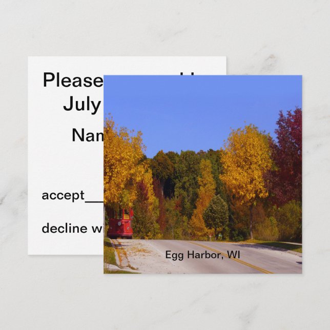 Egg Harbour, WI Fall Season with Trolley Car Invitation (Front/Back)