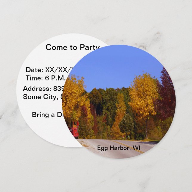 Egg Harbour, WI Fall Season with Trolley Car Invitation (Front/Back)