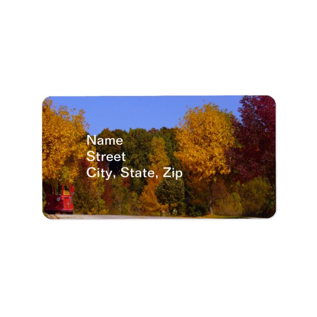 Egg Harbour, WI Fall Season with Trolley Car Label (Front)