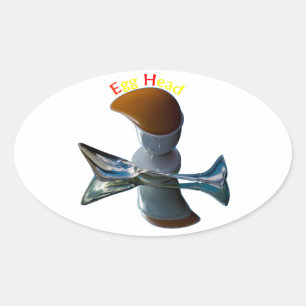 Egg Head Quirky Designs Oval Sticker