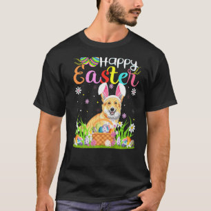 Egg Hunt Bunny Cardigan Welsh Corgi Dog Happy East T-Shirt