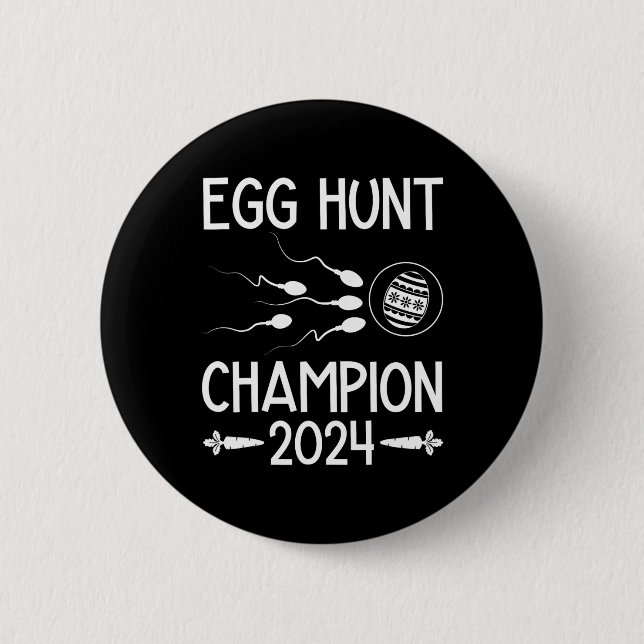 Egg Hunt Champion Funny Dad Easter Pregnancy Annou 2 Inch Round Button (Front)
