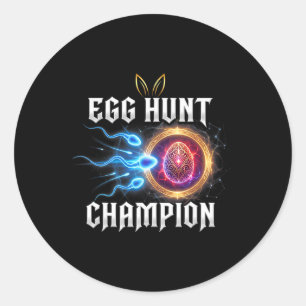 Egg Hunt Champion Funny Dad Easter Pregnancy Annou Classic Round Sticker