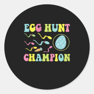 Egg Hunt Champion Funny Dad Easter Pregnancy Annou Classic Round Sticker
