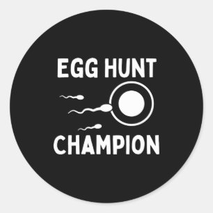 Egg Hunt Champion Funny Dad Easter Pregnancy Annou Classic Round Sticker