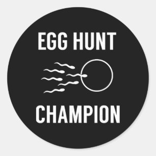 Egg Hunt Champion Funny Dad Easter Pregnancy Annou Classic Round Sticker