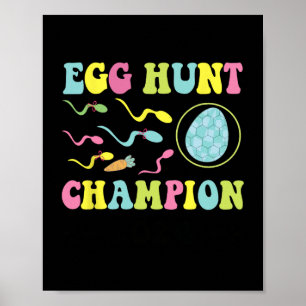 Egg Hunt Champion Funny Dad Easter Pregnancy Annou Poster