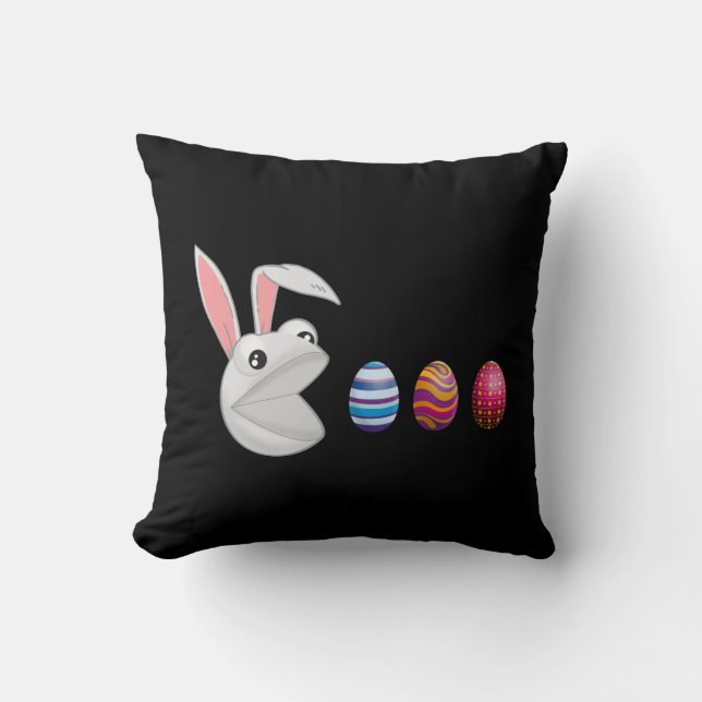 Egg Hunt Easter Bunny Throw Pillow (Front)