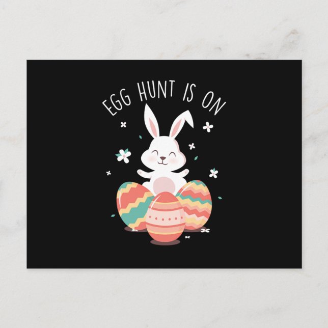Egg Hunt Is On Cute Easter Bunny Holiday Gift Postcard (Front)