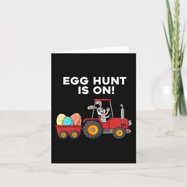 Egg Hunt Is On Easter Day Bunny Boys Girls Kids  Card (Front)