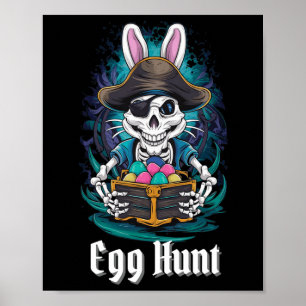 Egg Hunt Skeleton Bunny Pirate Rabbit Boys Easter  Poster