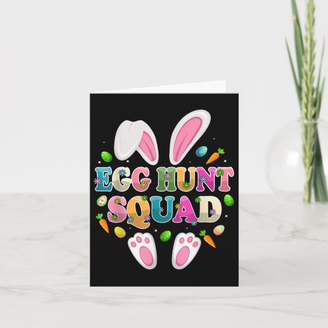 Egg Hunt Squad Bunny Happy Easter Day  Card (Front)