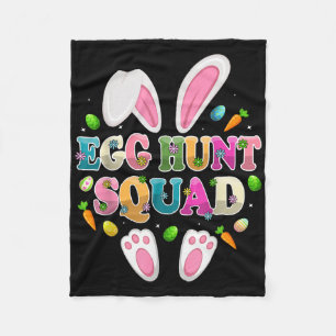 Egg Hunt Squad Bunny Happy Easter Day Fleece Blanket