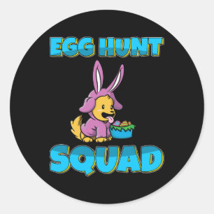 Egg Hunt Squad Cute Dog Puppy Easter Eggs Hunting Classic Round Sticker