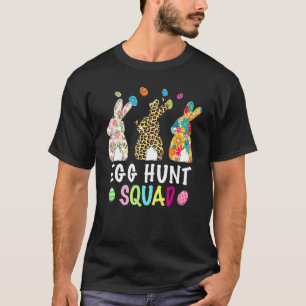 Egg Hunt Squad Leopard Easter Bunny Rabbit Womens T-Shirt