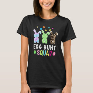 Egg Hunt Squad Leopard Easter Bunny Rabbit Womens  T-Shirt